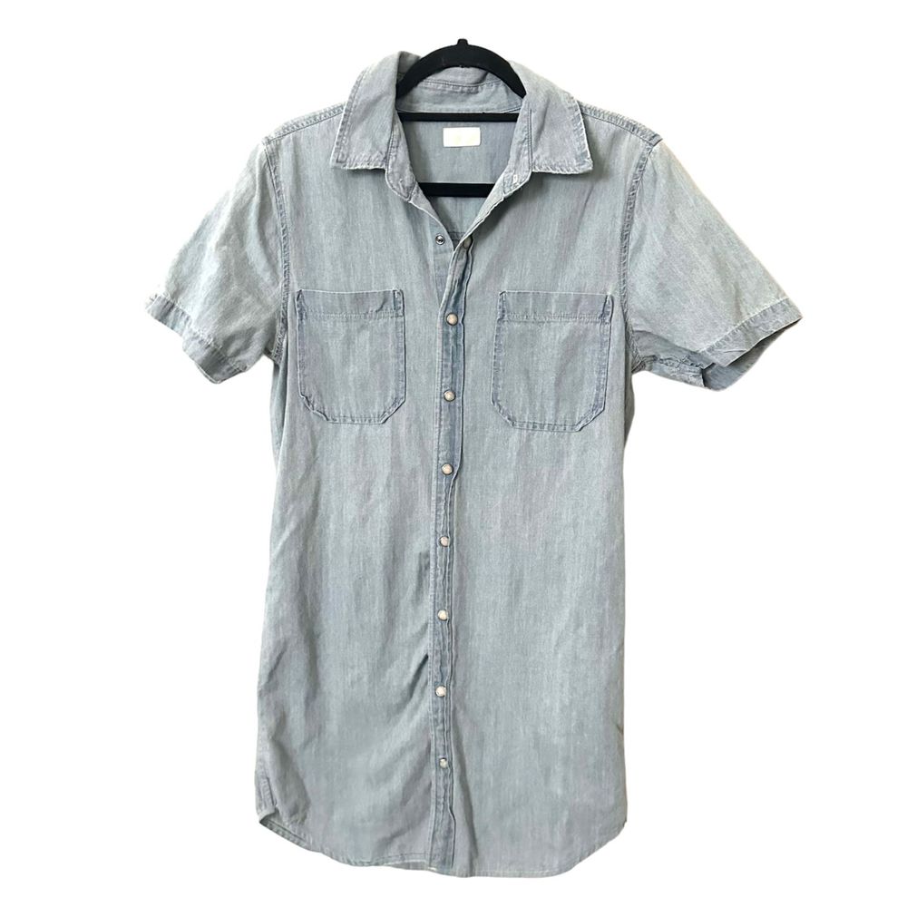 MOTHER Light Wash Denim Mini Shirt Dress Sz Small